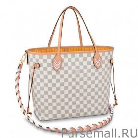 Damier Azur Neverfull MM Bag With Braided Strap N50047